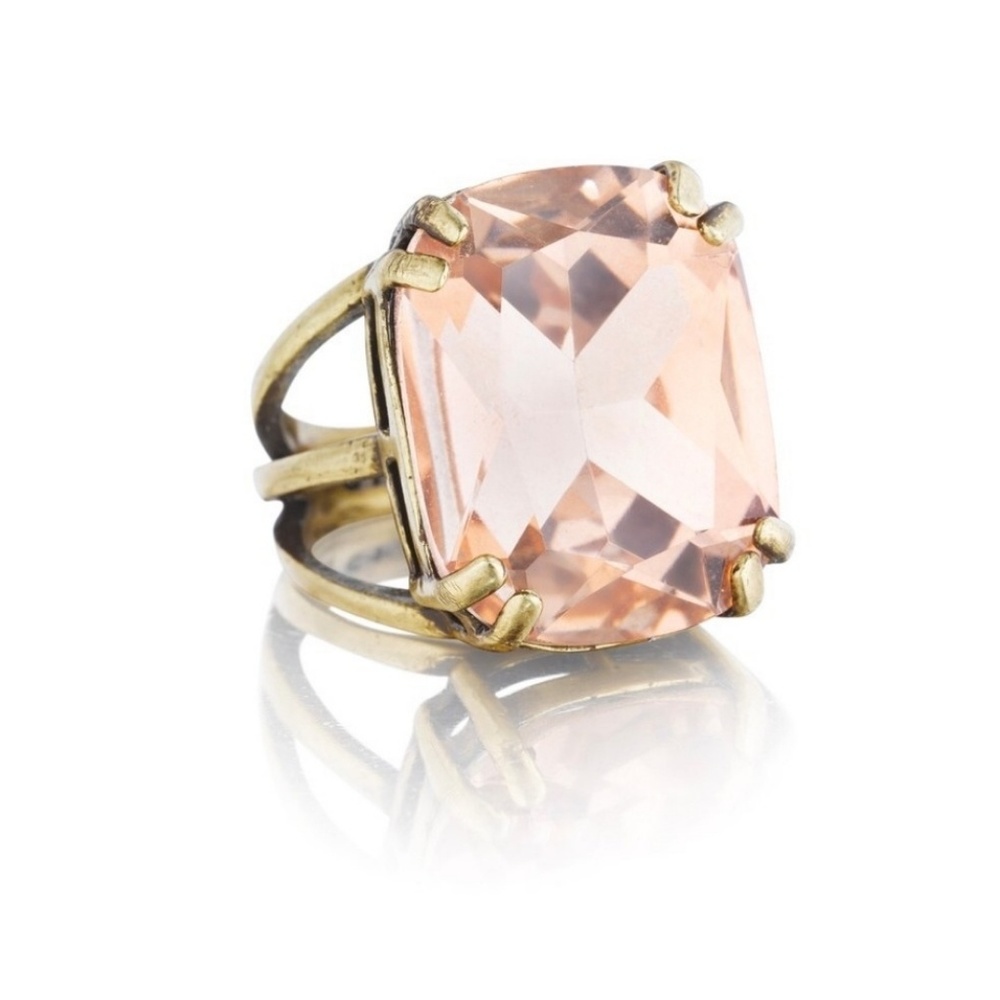 Chloe + Isabel Peach Crystal Statement Ring in Antique Gold